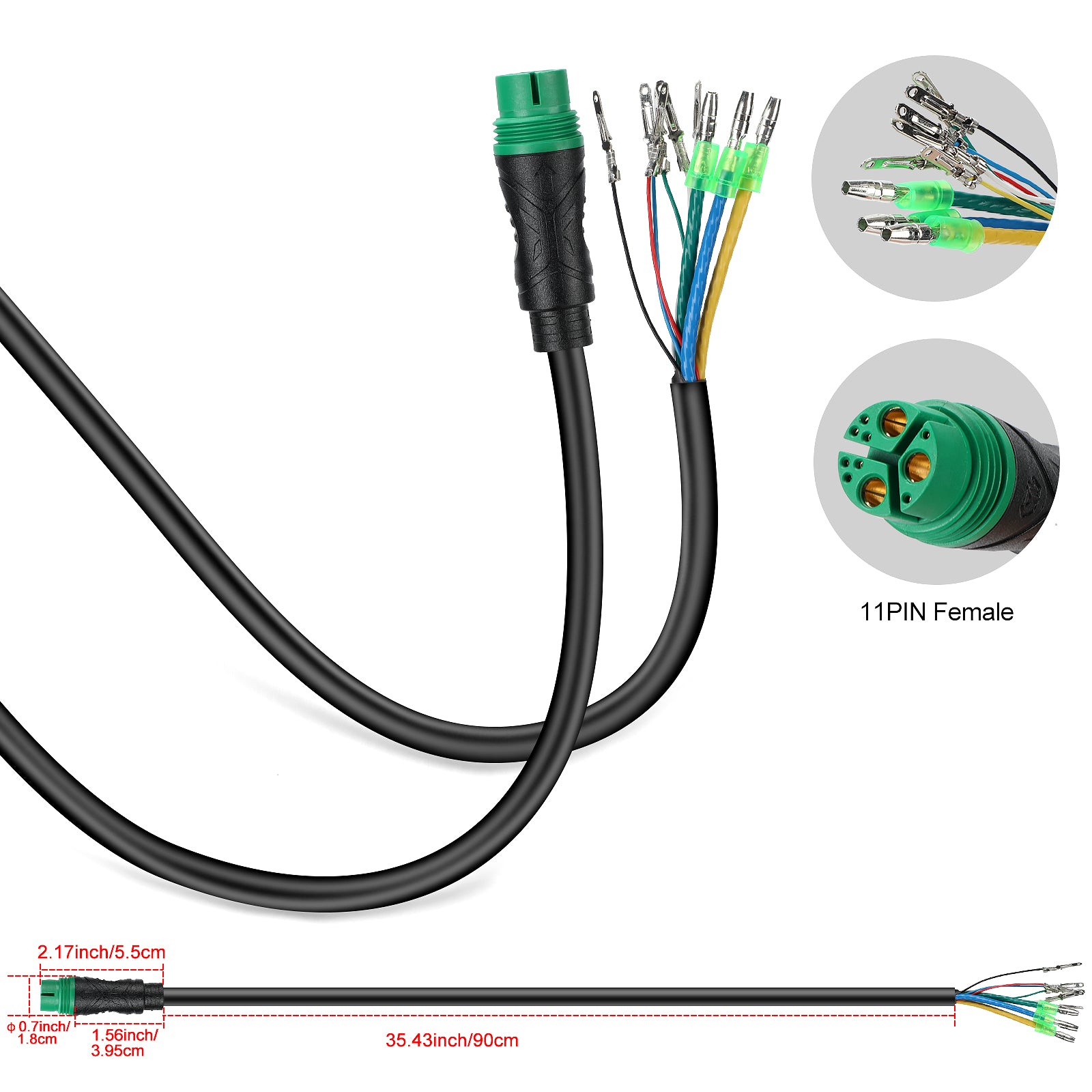11-pin Hub Motor Extension Cable - L1120 M11 G11 Waterproof Locking Connector