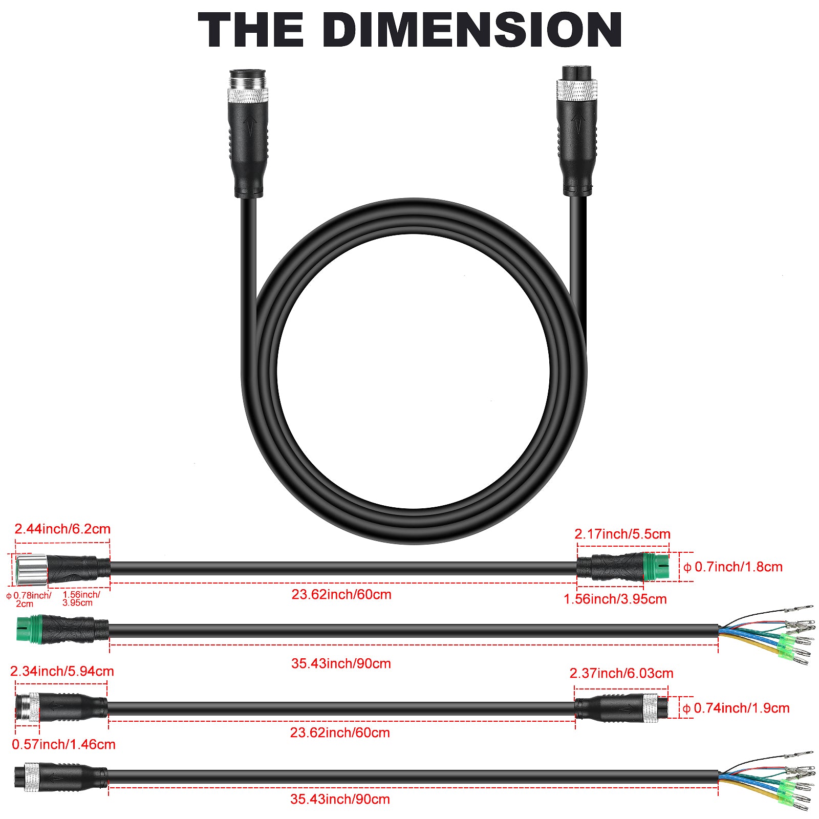 10PIN Hub Motor Extension Cable Length Data