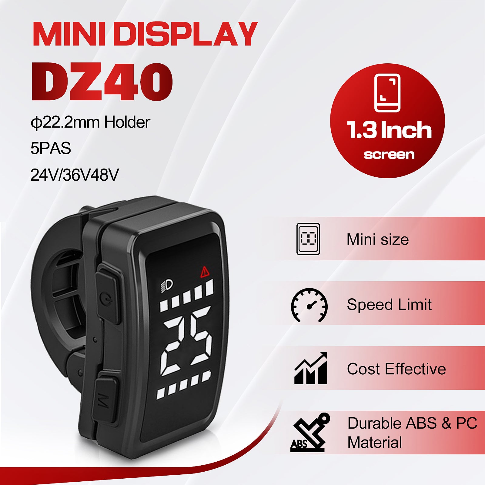 Ebike Intelligent LCD Mini DZ40 Display - Waterproof, Compatible with BAFANG BBS02B BBS01B BBSHD Electric Bikes - Powallon