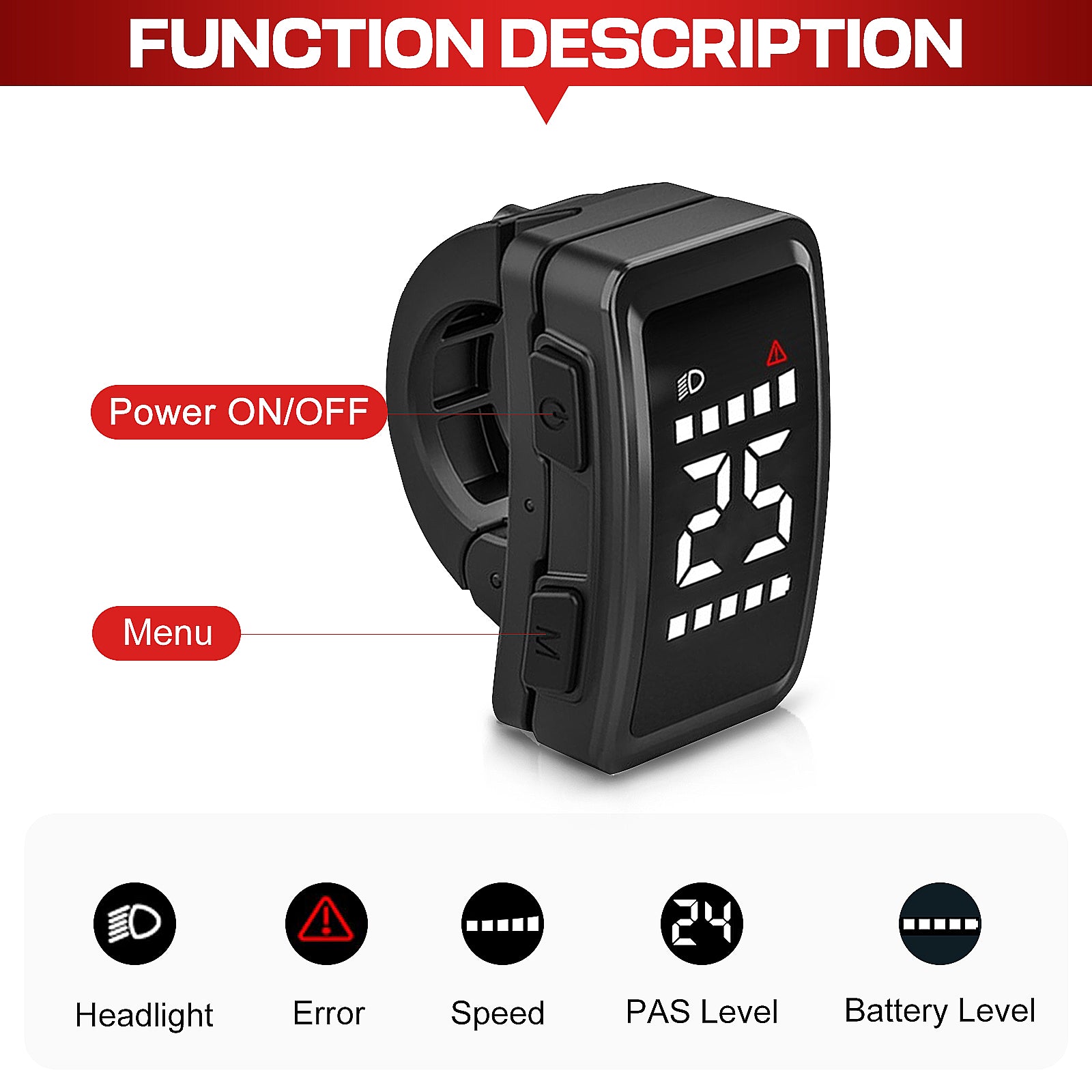 Ebike Intelligent LCD Mini DZ40 Display - Waterproof, Compatible with BAFANG BBS02B BBS01B BBSHD Electric Bikes - Powallon