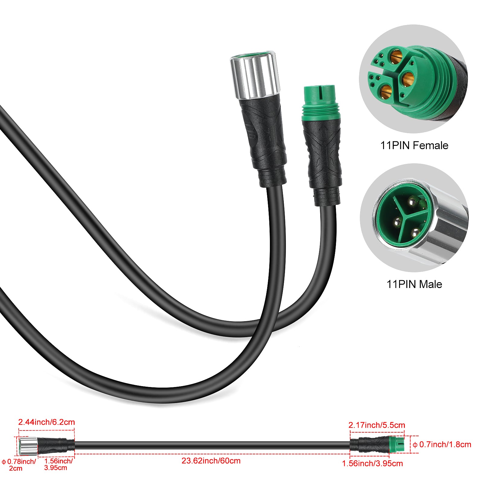 11-pin Hub Motor Extension Cable - L1120 M11 G11 Waterproof Locking Connector