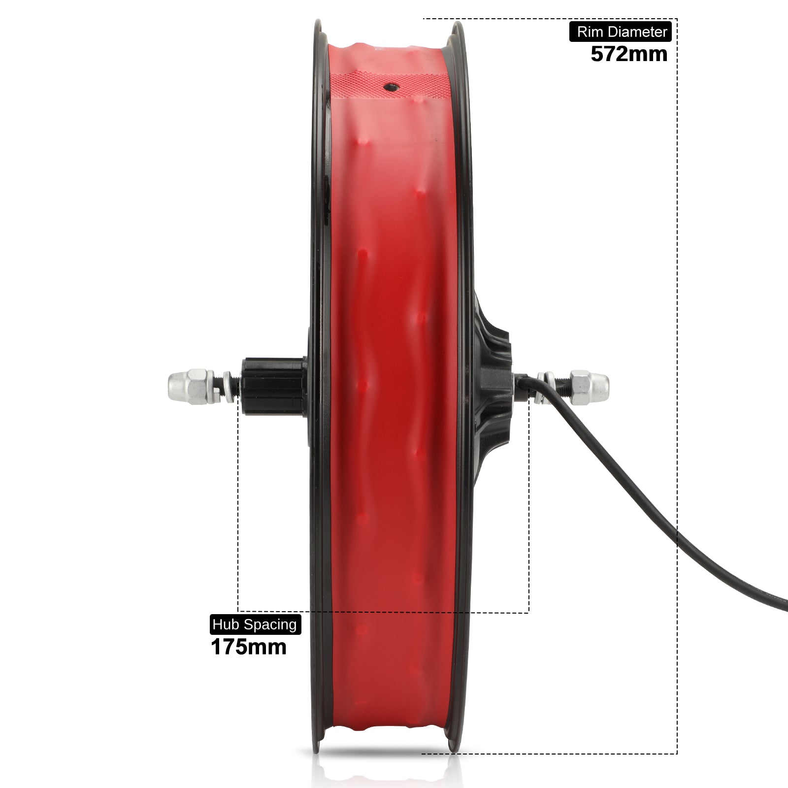 20 x 4.0"/26 x 4.0" Fat Bike Rear Drive Wheel Assembly, 175mm Dropout Size โ Replacement Drive Wheel for Bikes with BAFANG Hub Motor, 28MPH Max Speed, 1300W Peak Power for E-Bike Upgrade