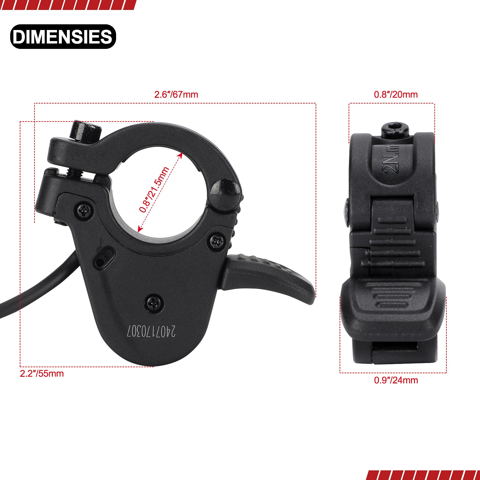 Electric Bike Thumb Throttle 300X for E-Bikes/E-Scooters/E-Mopeds - Powallon