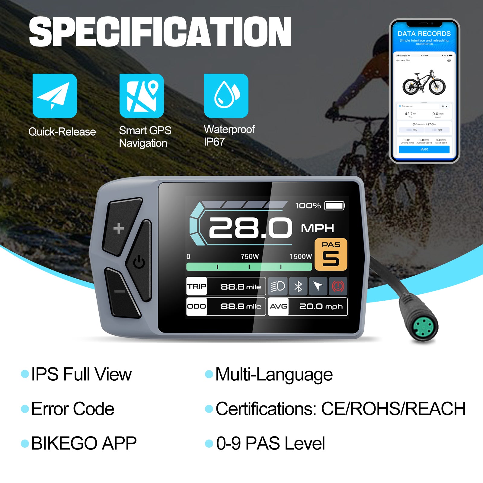 BAFANG EBIKE Display B02N EKD01 - Full Color LCD Screen for UART Bafang eBike Kits