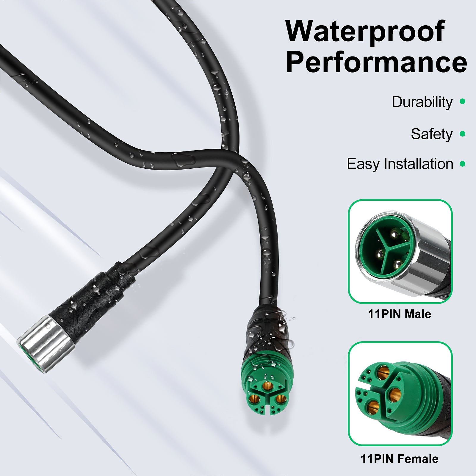 L1120 11-pin hub motor extension cable, waterproof performance