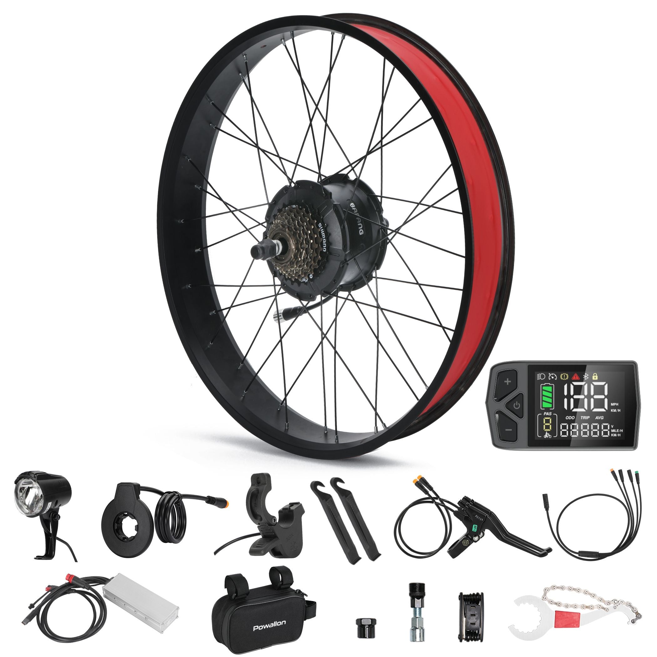 BAFANG G062 750W rear hub motor wheel assembly with pre-installed 7-speed freewheel for fat tire electric bike conversion.
