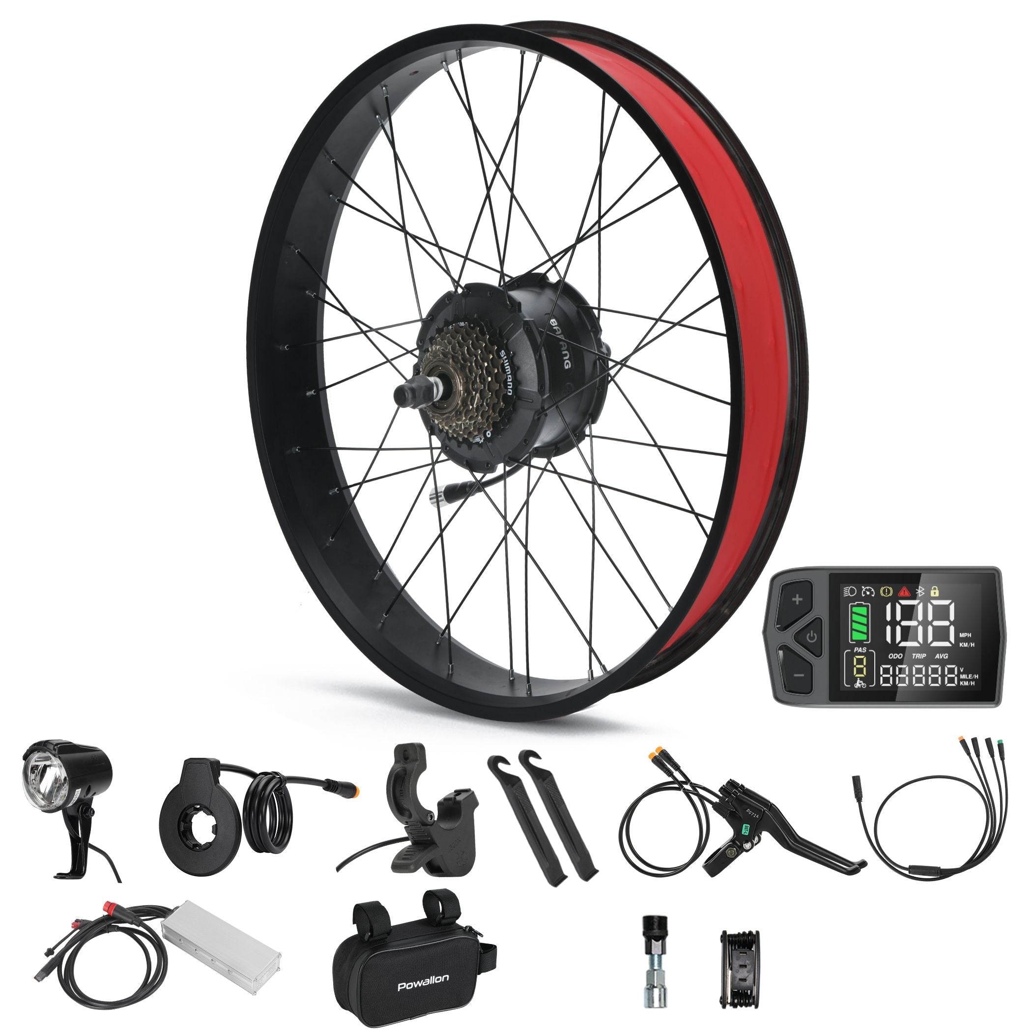 BAFANG G062 750W rear hub motor wheel assembly with pre-installed 7-speed freewheel for fat tire electric bike conversion.