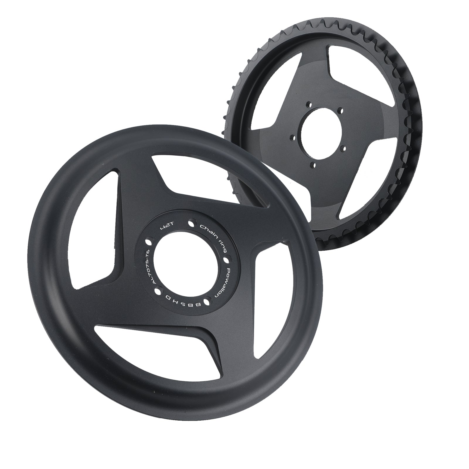 Bafang Offset Integrated Chainring with Guard for BBS01B, BBS02B, BBSHD Mid-Drive Motors - 36T 42T Options - Powallon