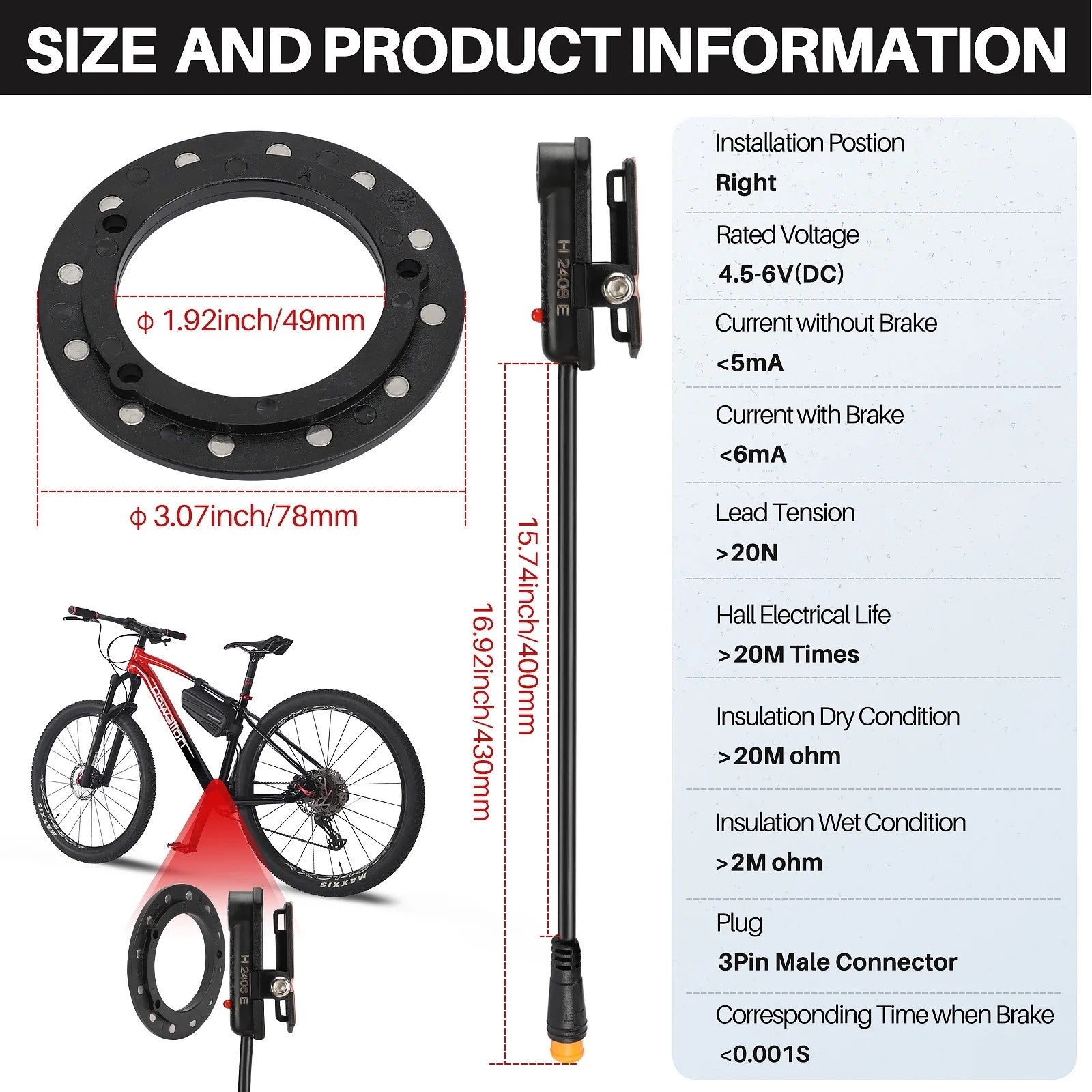12-Magnet EBike Pedal Assist Sensor - Right side