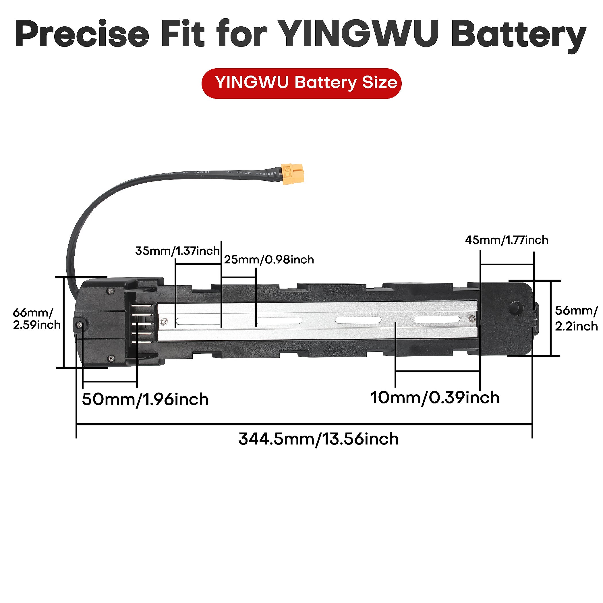 Detailed Dimensions of Polly YINGWU Battery Base with 4-Hole Rail