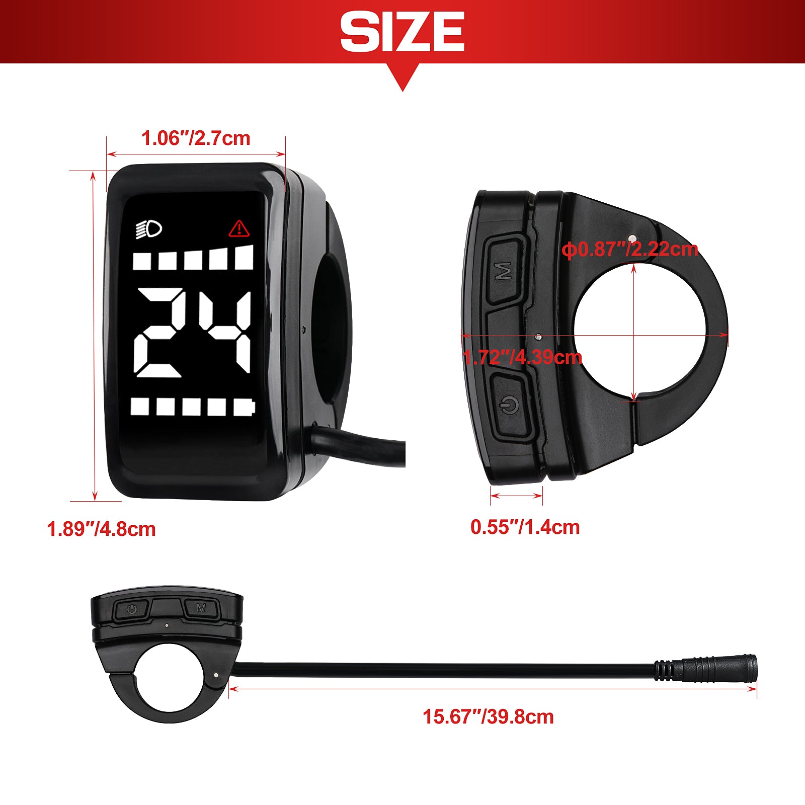 Ebike Intelligent LCD Mini DZ40 Display - Waterproof, Compatible with BAFANG BBS02B BBS01B BBSHD Electric Bikes - Powallon