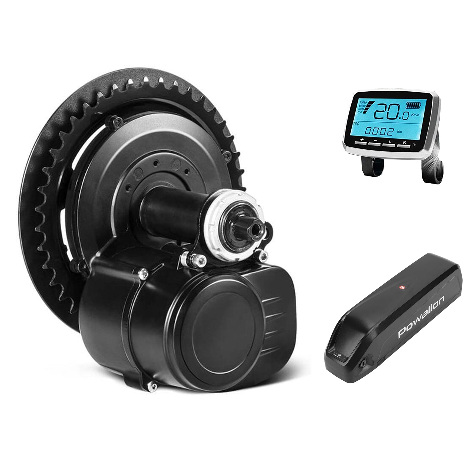 Tongsheng TSDZ2B 48V 500W Mid-Drive Kit with Battery - VLCD5 Display - Powallon
