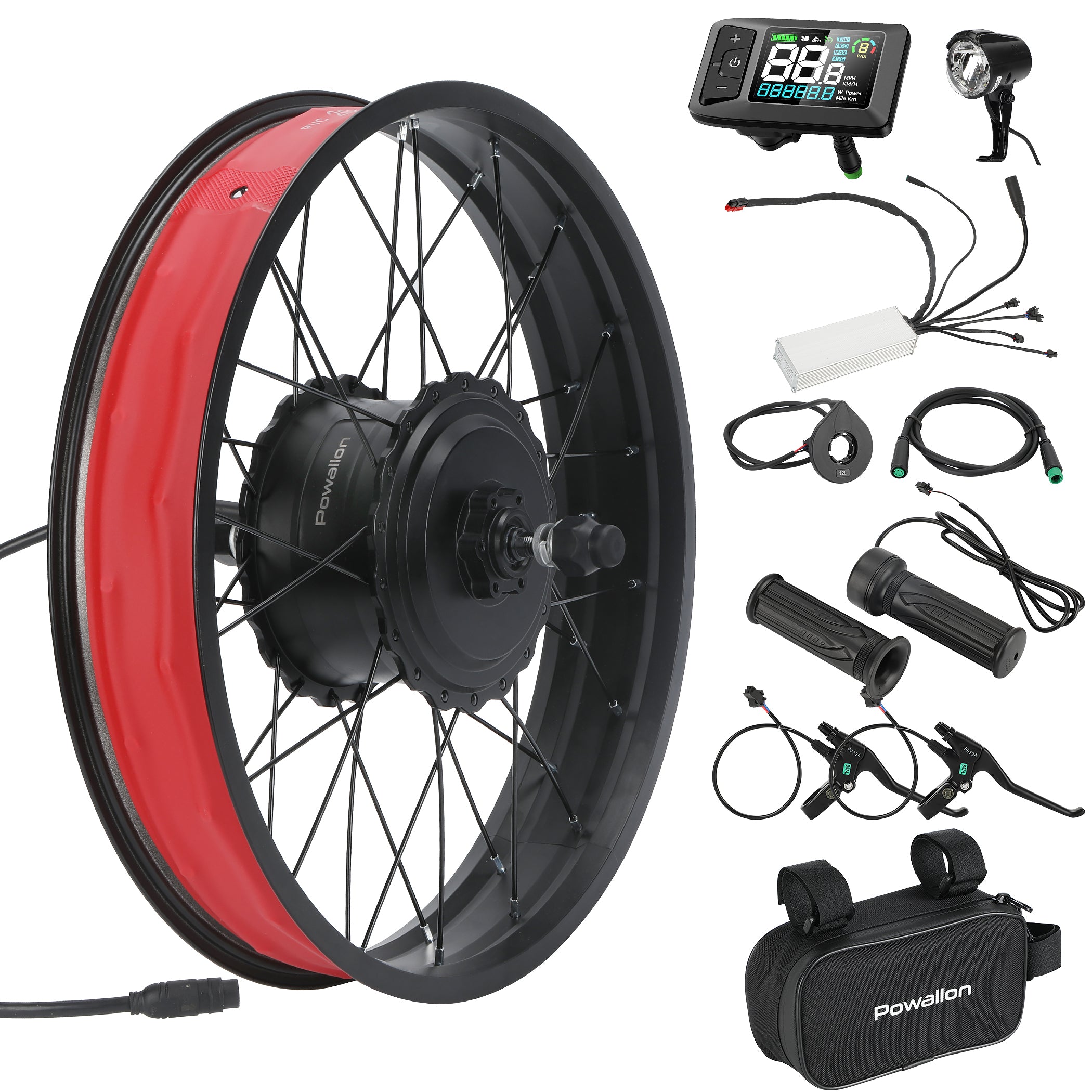 Fat Tire E-Bike Kit: 750W Front/Rear Hub Motor, 20"/26" Complete Conversion