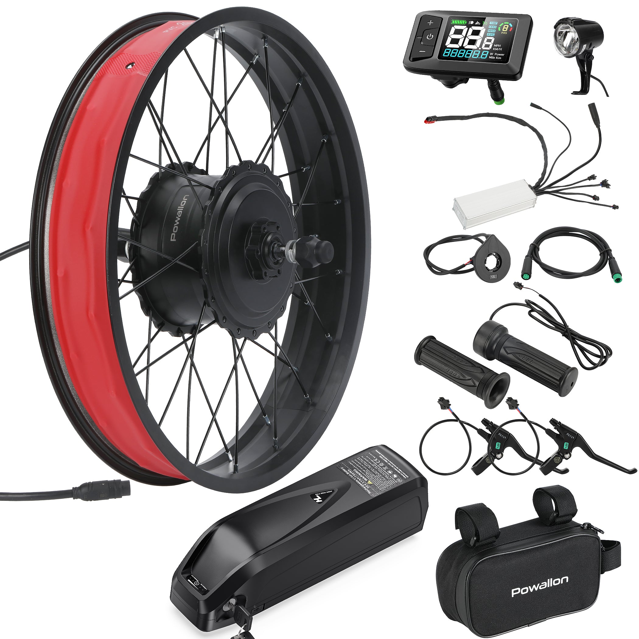 Fat Tire E-Bike Kit: 750W Front/Rear Hub Motor, 20"/26" Complete Conversion