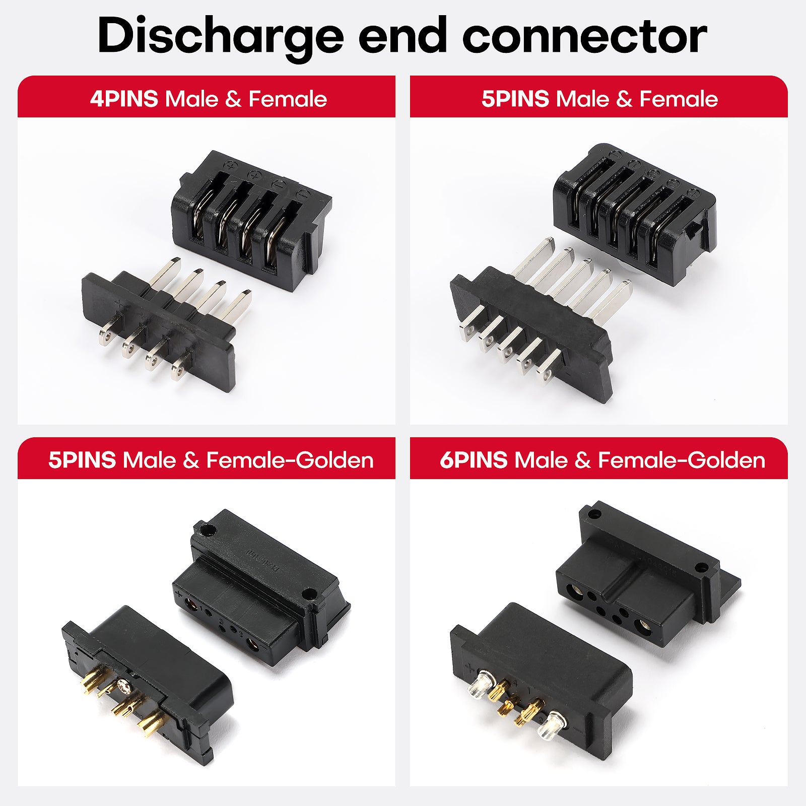 Hailong Ebike Battery Discharge Connector,4/5/6 Pins Interface Battery Discharge Connector for Hailong Batterys PlugLi