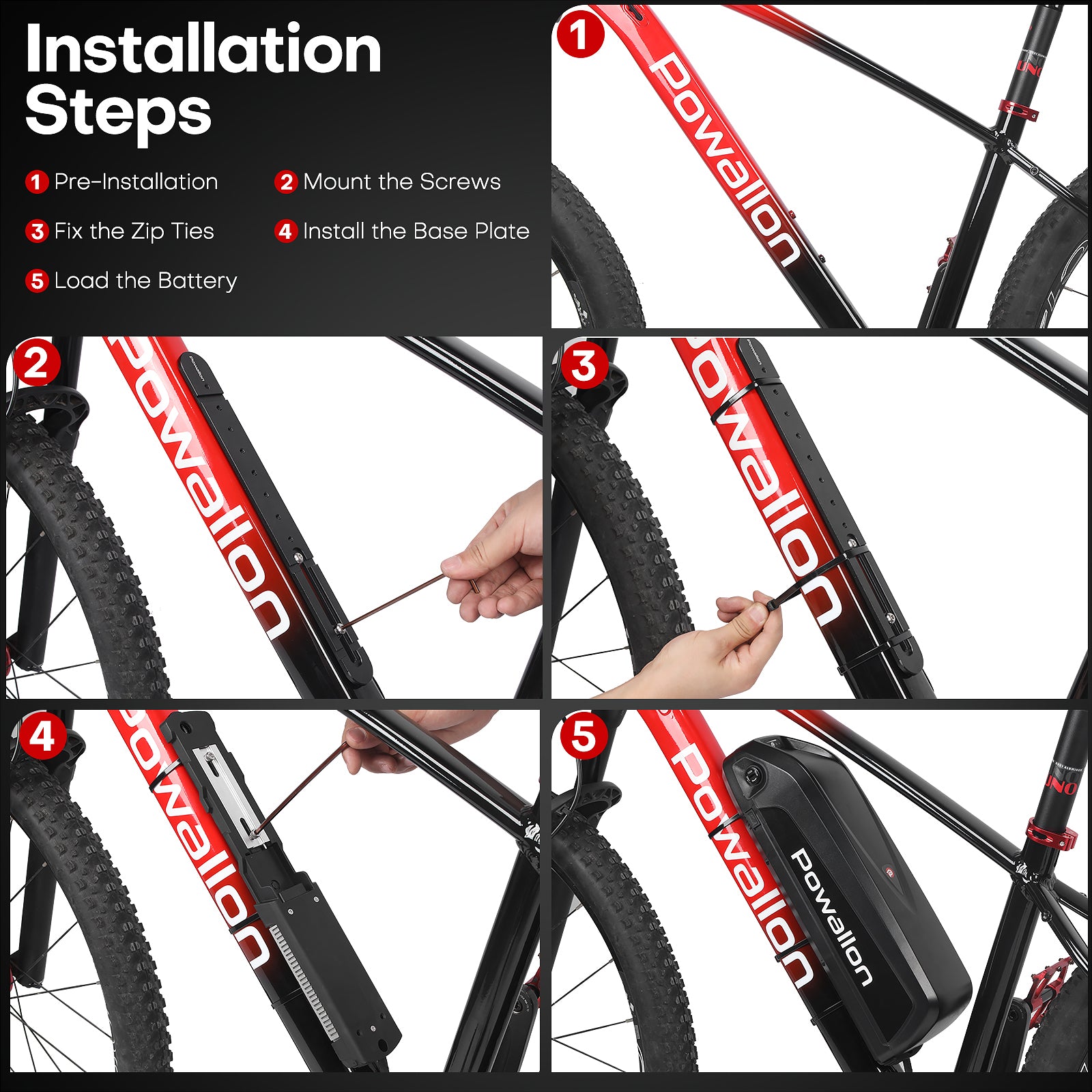 Ebike Battery Mount Bracket - Frame Bottom Base for Electric Bicycle Conversion - Powallon