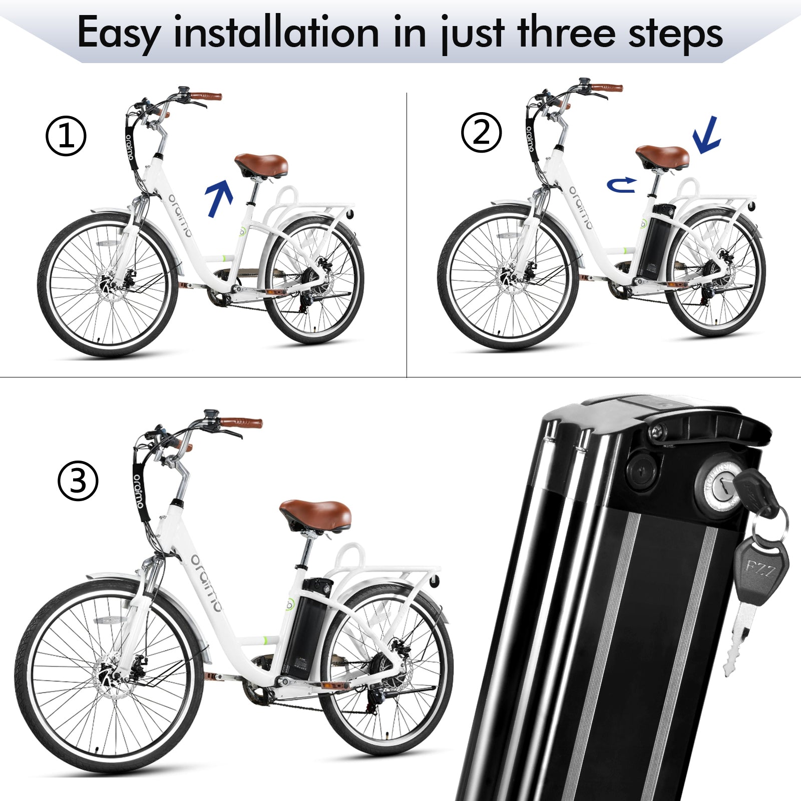 Powallon 48V 36V 10Ah 13Ah 15Ah 17.4Ah 17.5Ah 19.2Ah Ebike Battery Sliver Fish Battery with USB Port Electric Bike Battery for 250W/350W/500W/700W/900W/1000w Motor Electric Bicycle Lithium-Ion Battery - Powallon