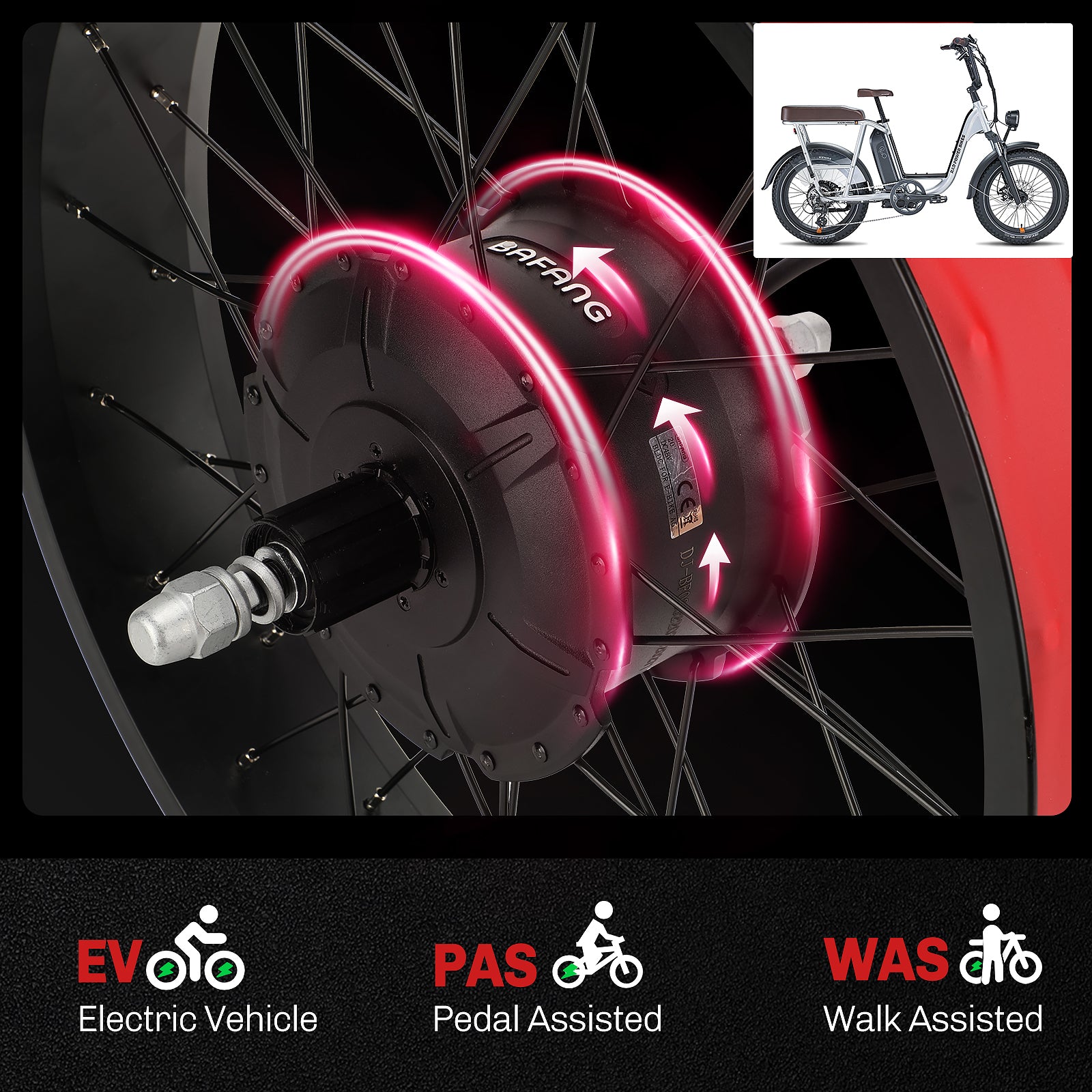 Bafang 750W Fat EBIKE Conversion Kit - Rear Hub Drive Motor for 20" 26“ Fat Snow Bike Sand Bike and E-Moped - Powallon
