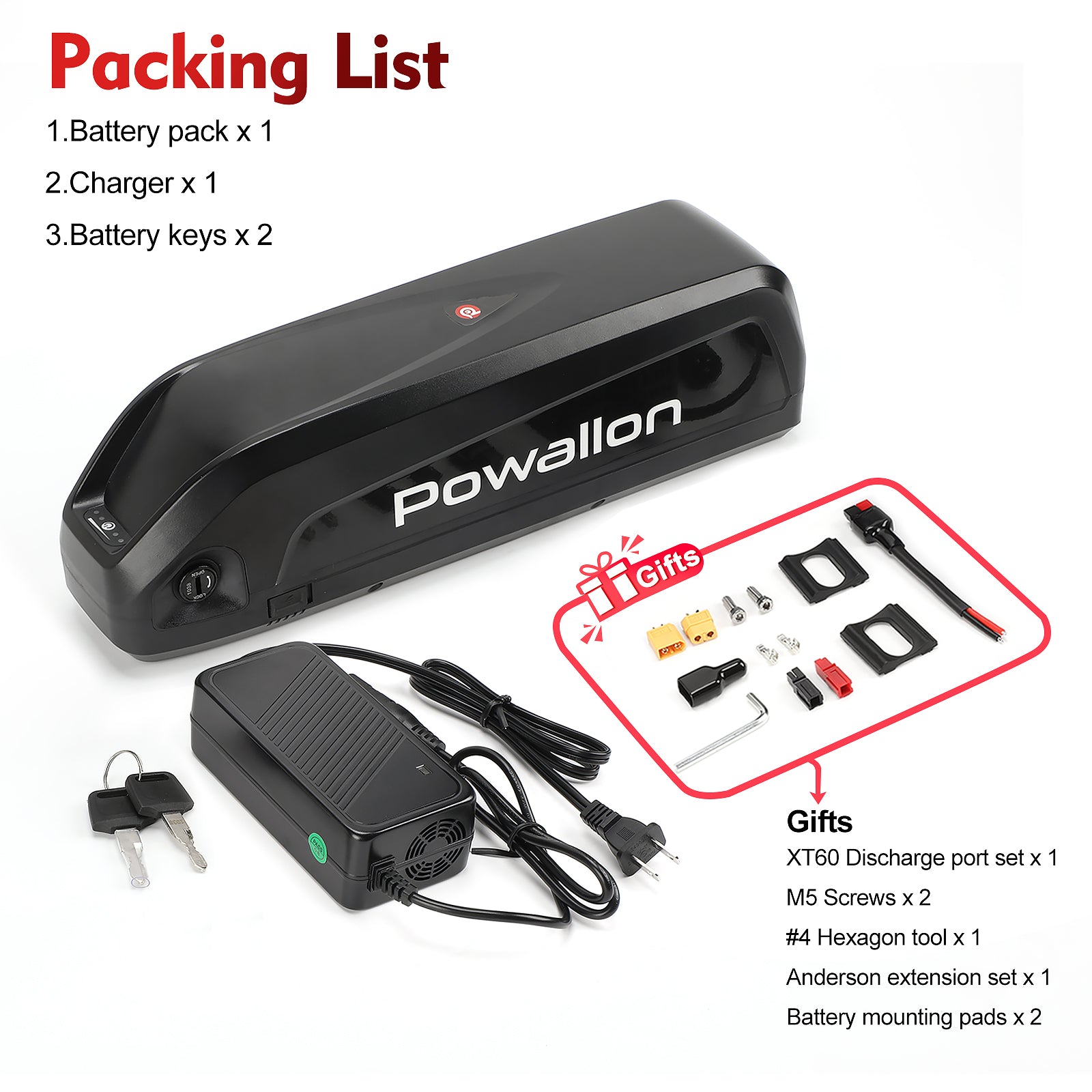 48V 20AH EBIKE Battery with 3A Fast Charger, Replacement Battery for Electric Bike - Powallon