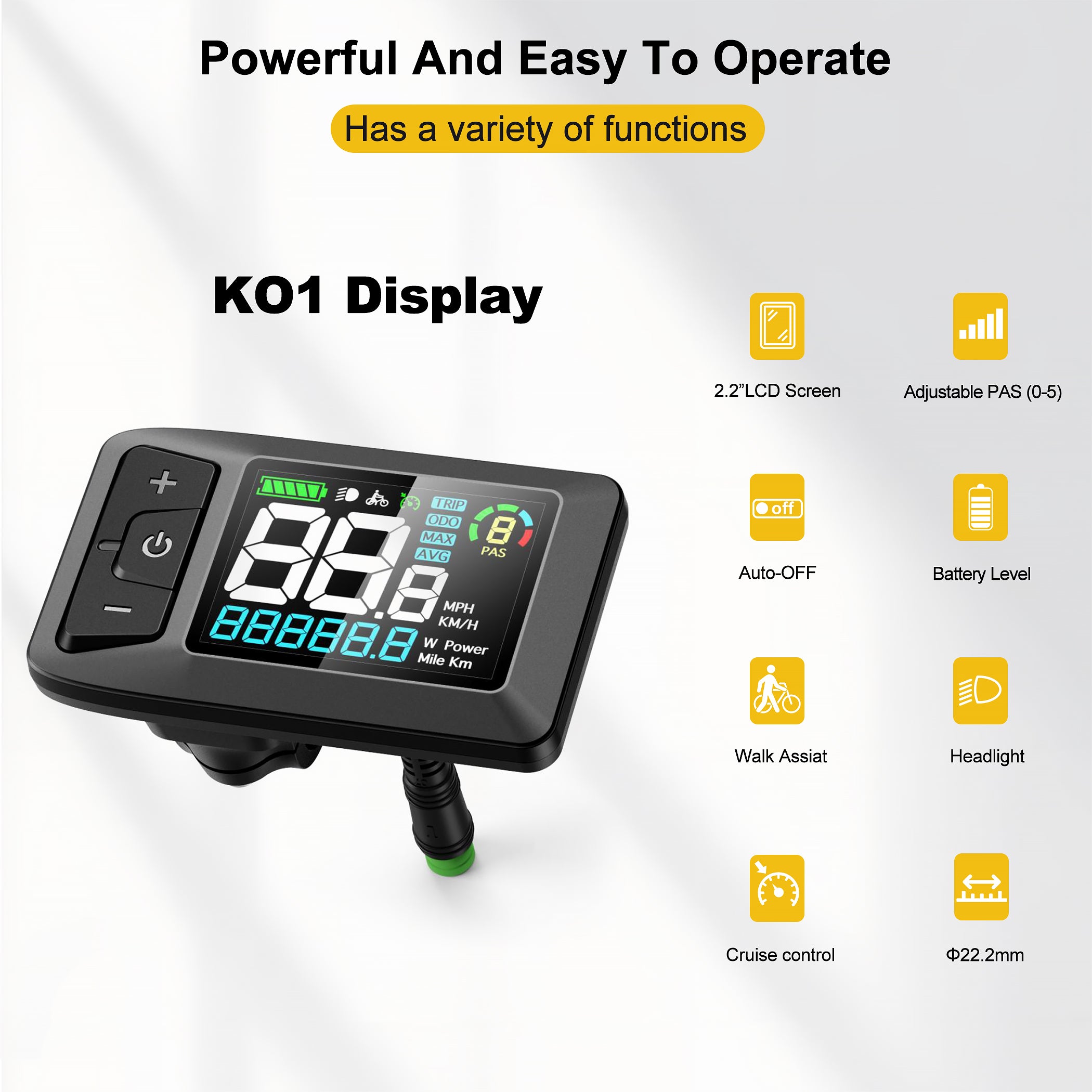 Powallon 48V 750W Controller Kit, 25A Max Current, BLDC Sine Wave Controller Paired with Color Display and Necessary Parts for E-bike Building