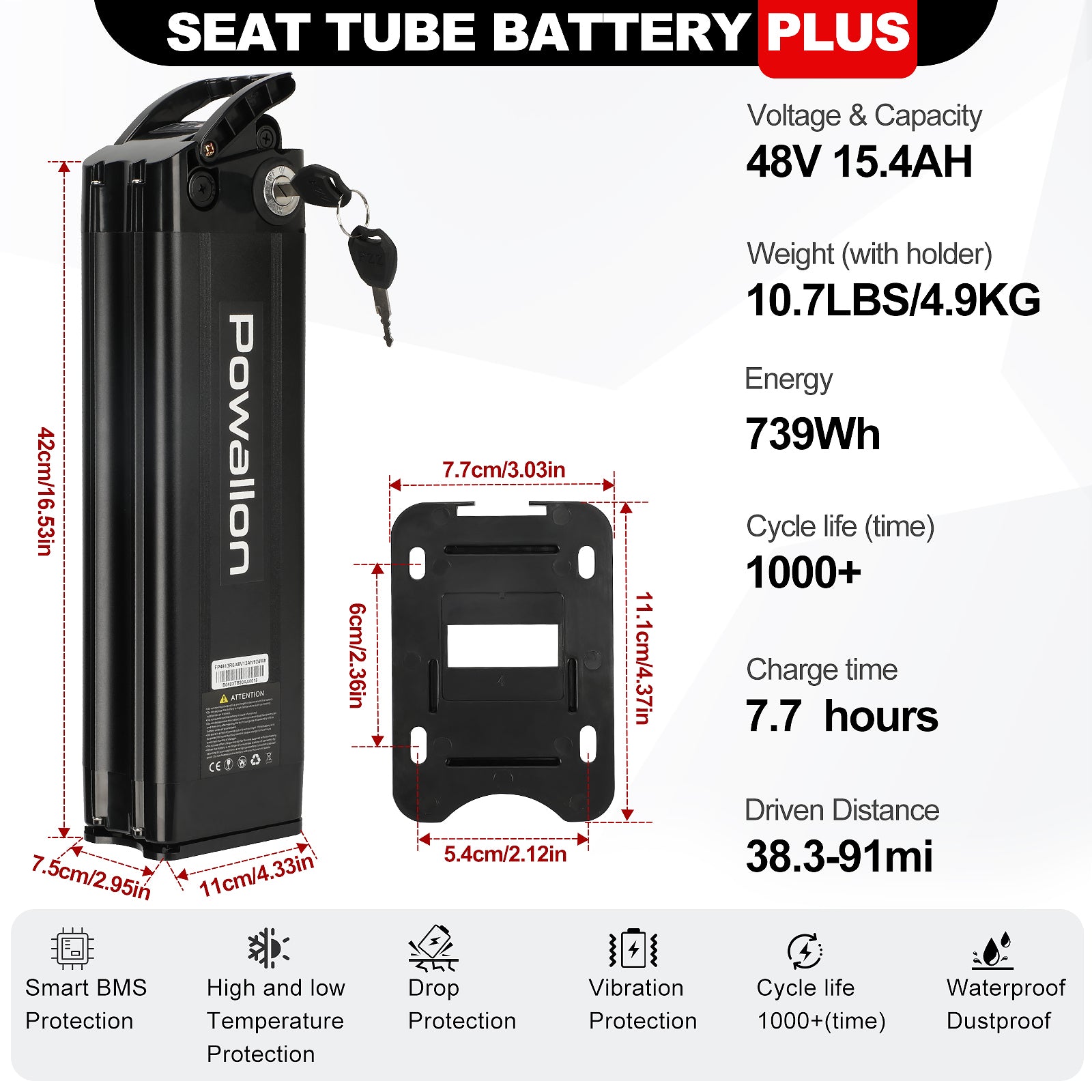 48V Seat Tube Ebike Battery - Silverfish | Multiple Sizes