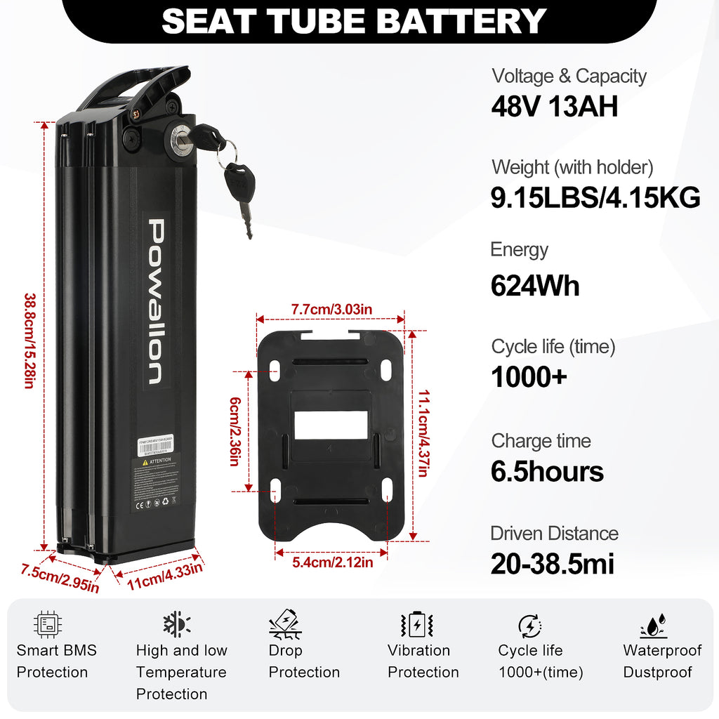 Silverfish ebike battery 48V 13Ah size and core data