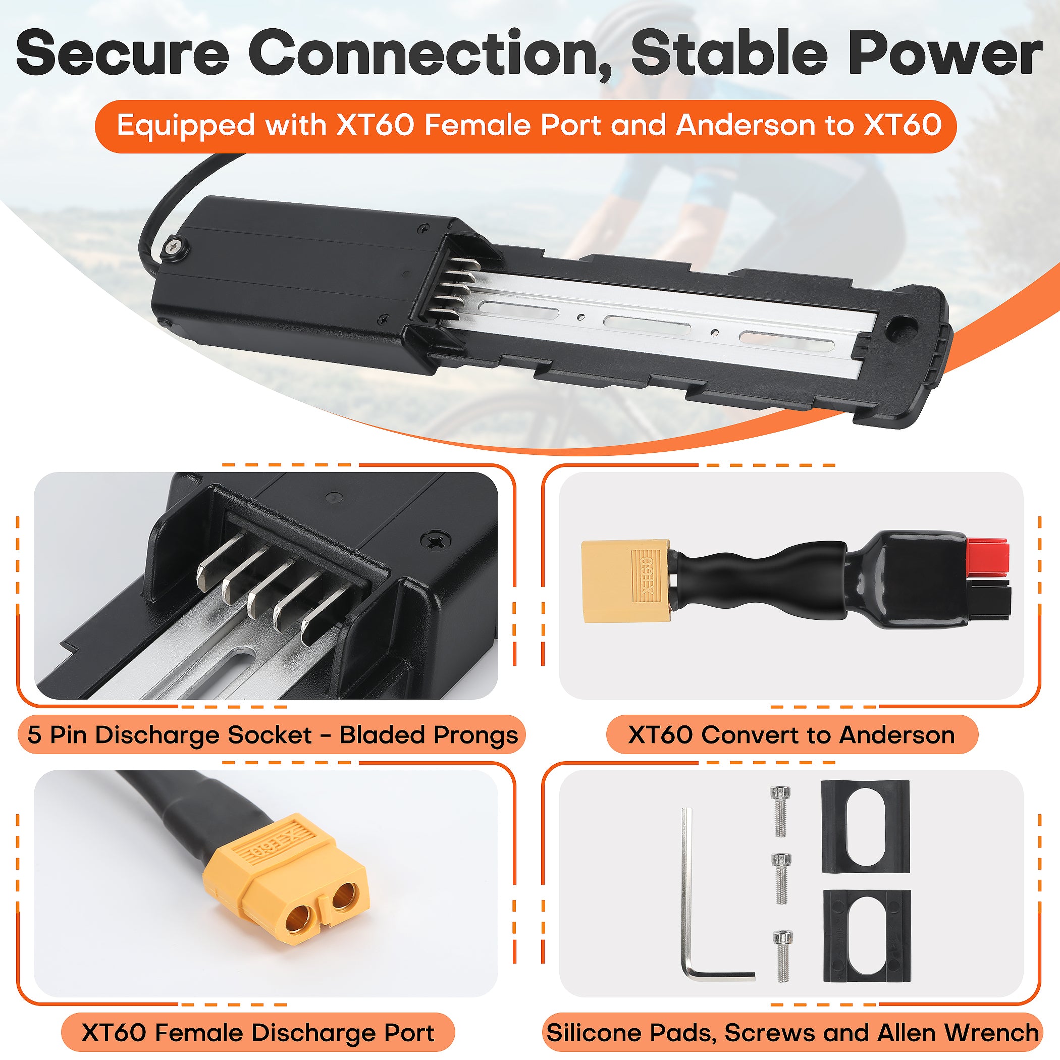 Features XT60 Port, Anderson Adapter, and Bladed Prongs for Stable Connection