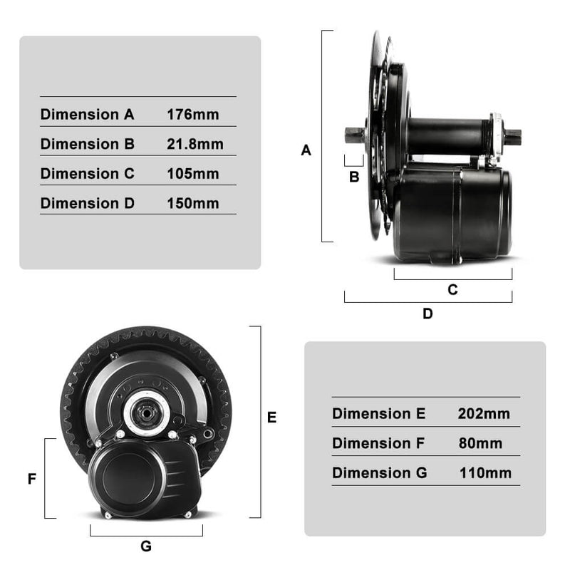 Tongsheng TSDZ2B 48V 500W Mid-Drive Kit with Battery - VLCD5 Display - Powallon